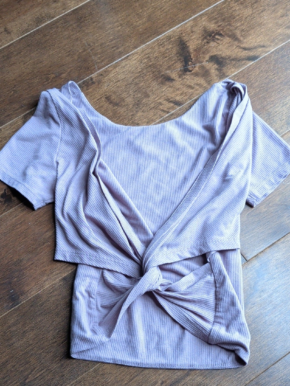 Twist-back Ribbed Crop Top - Lavender